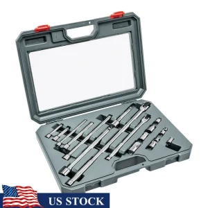 16-Piece SAE Socket Wrench Set – 1/4" Drive High Strength Alloy Steel Kit with Breaker Bar for Auto Repair