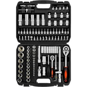 108-Piece Mechanics Socket & Ratchet Tool Set – Metric & Standard Quick Release Wrench Kit