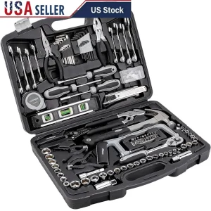 173-Piece Household Repair Tool Set – Durable Chrome Plated Wrenches, Pliers & Hex Keys with Case