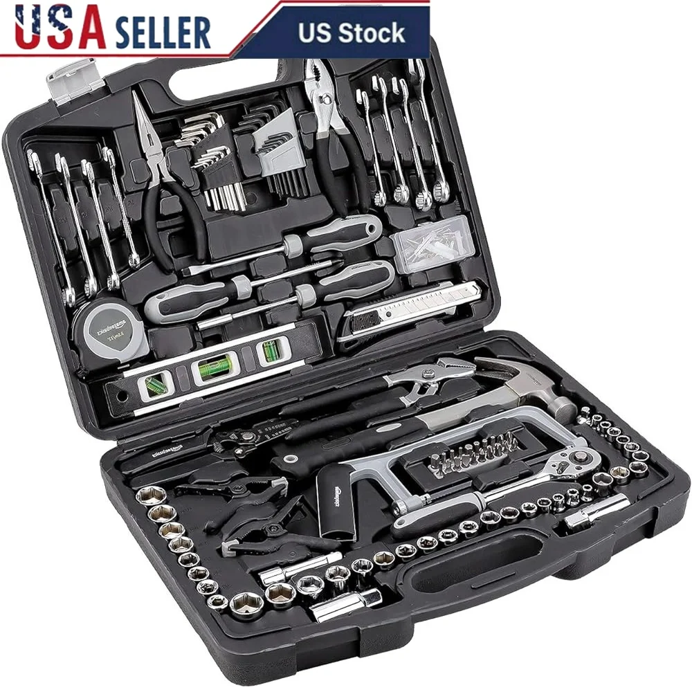 173-Piece Household Repair Tool Set – Durable Chrome Plated Wrenches, Pliers & Hex Keys with Case