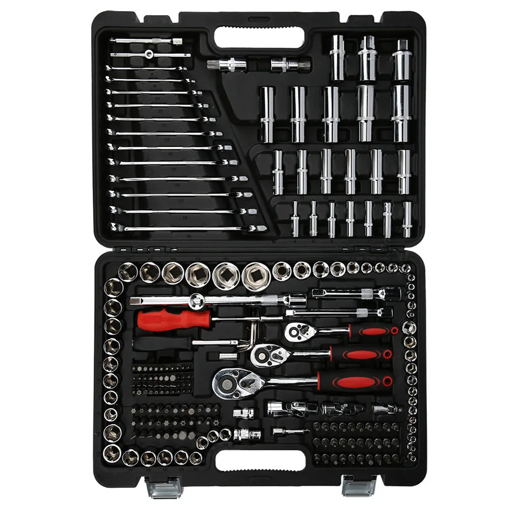 215-Piece Ratchet Wrench & Socket Set – 1/4", 3/8", 1/2" Drive Mechanics Hand Tool Kit with Storage Box - Image 2